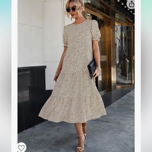 PRETTYGARDEN Leopard Print Boho Dress w/ Puff Sleeve
